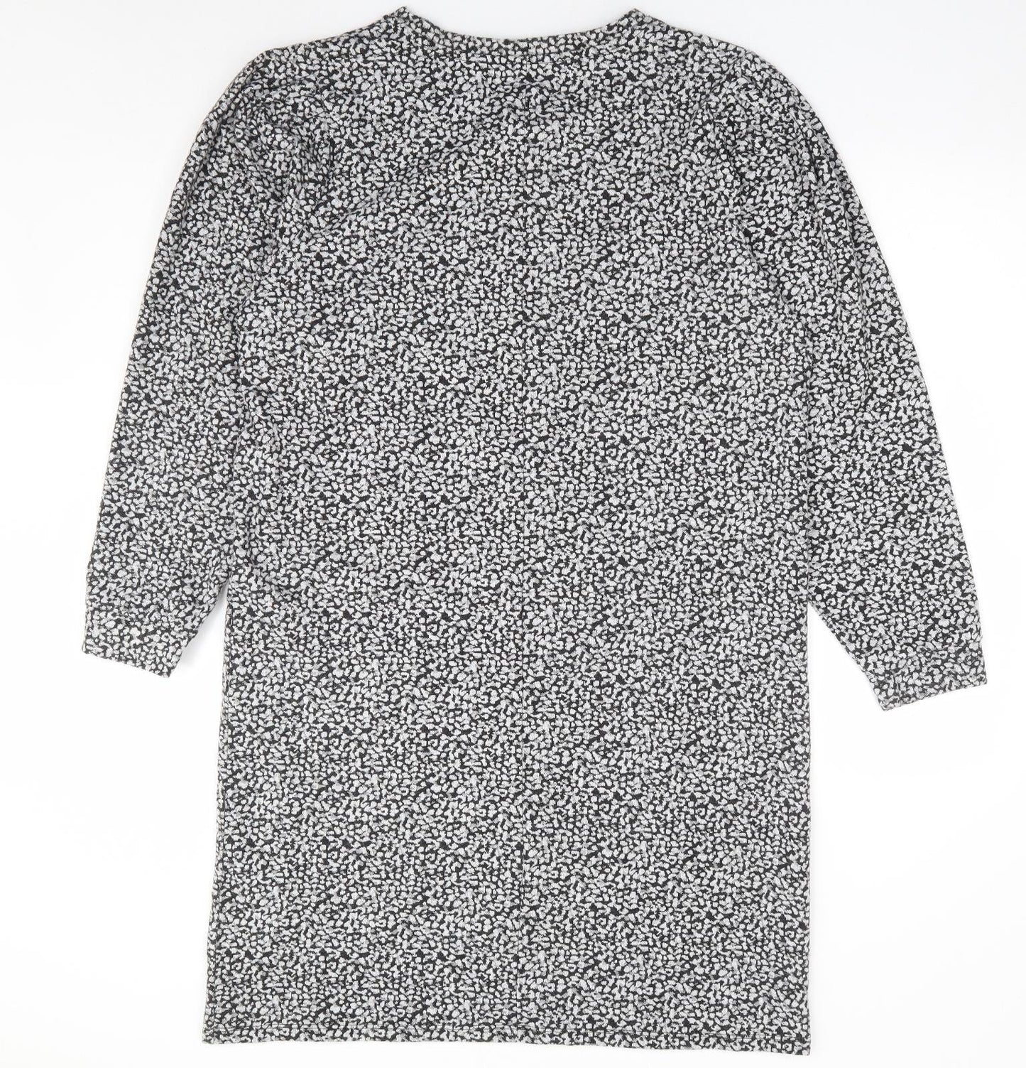 TU Womens Grey Geometric Polyester Shift Size 16 Round Neck Pullover