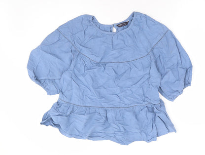 Womens UK Size 6 Marks and Spencer Blue Basic Blouse