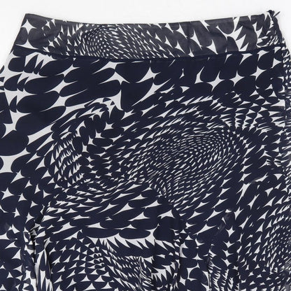 Marks and Spencer Womens Blue Geometric Polyester A-Line Skirt Size 12 Zip