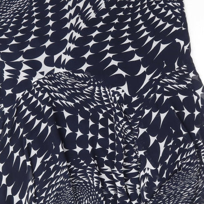 Marks and Spencer Womens Blue Geometric Polyester A-Line Skirt Size 12 Zip