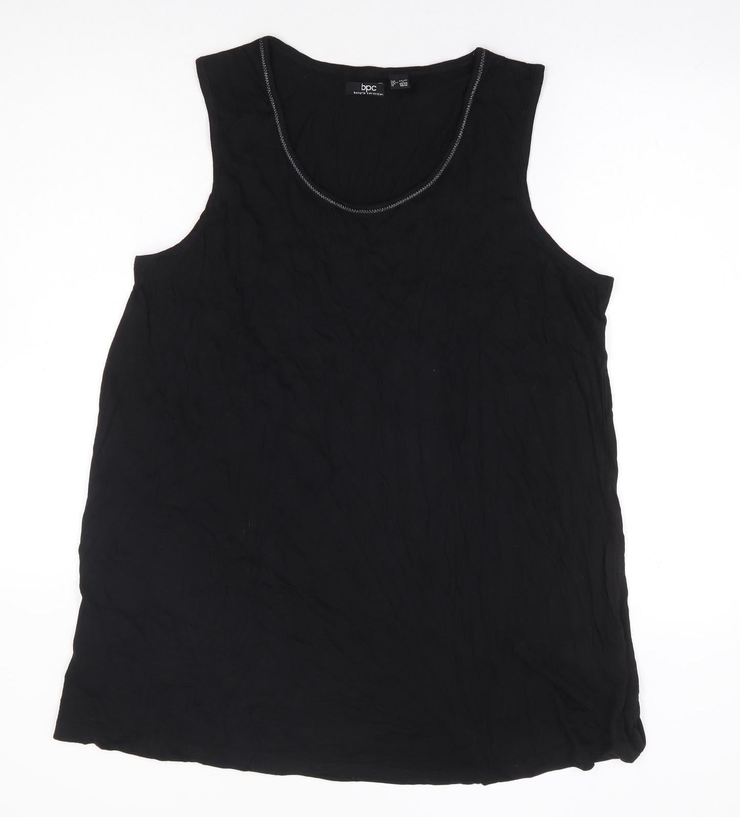 Bon Prix Collection Womens Black Cotton Basic Tank Size L Scoop Neck