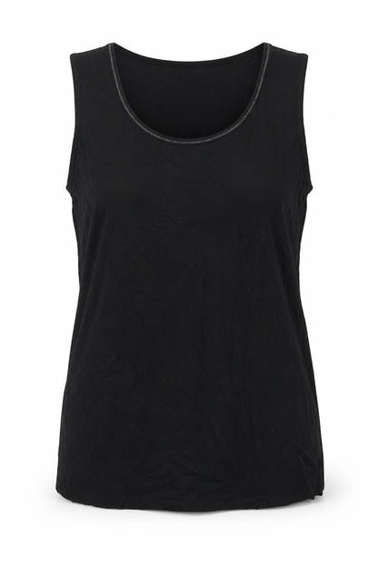 Bon Prix Collection Womens Black Cotton Basic Tank Size L Scoop Neck