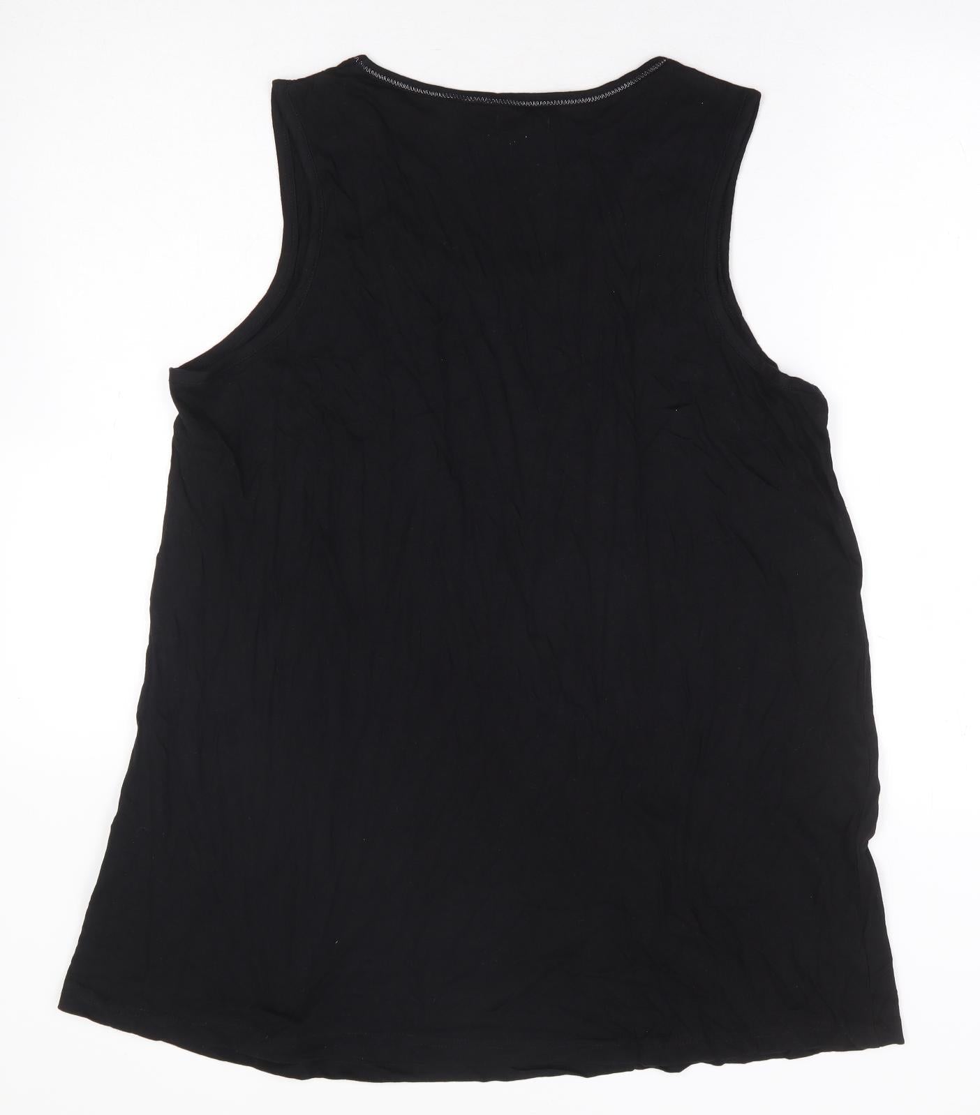 Bon Prix Collection Womens Black Cotton Basic Tank Size L Scoop Neck