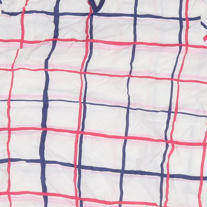 Primark Womens White Check Viscose Basic T-Shirt Size 8 Round Neck