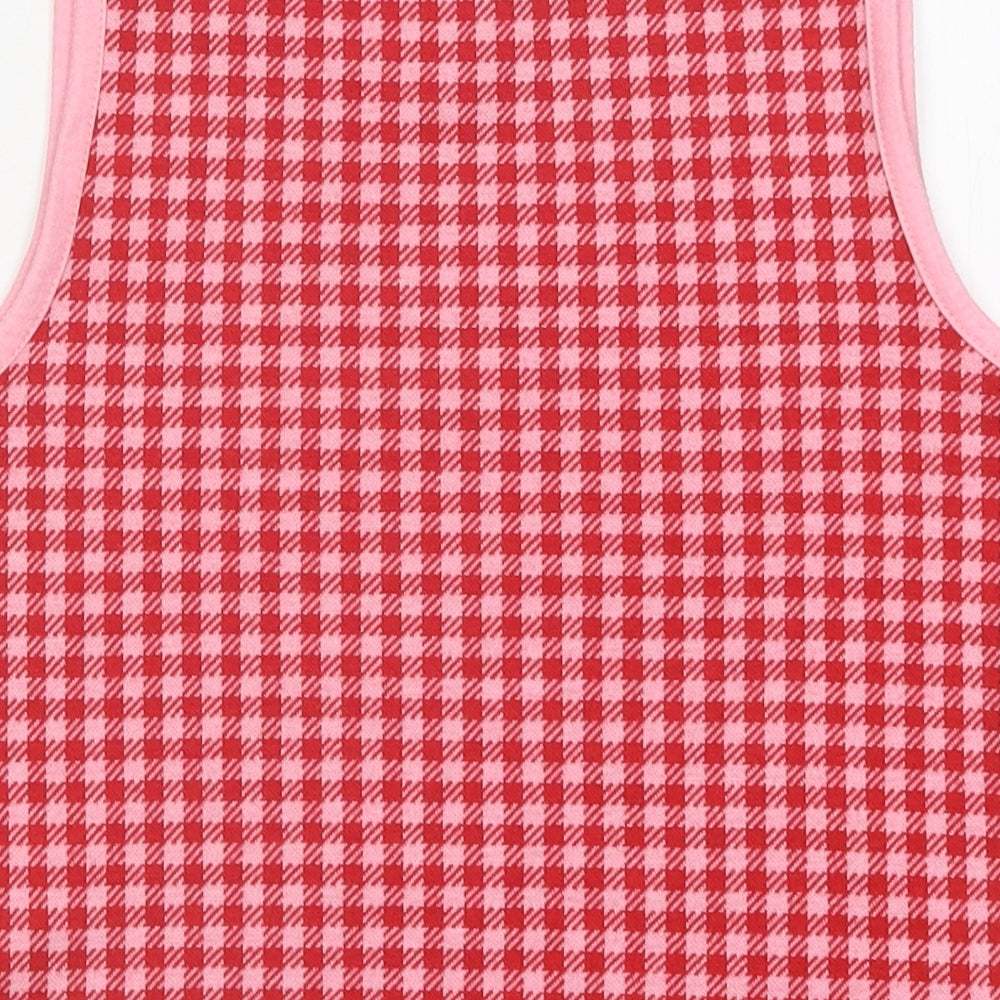 Primark Womens Pink Geometric Polyester Cropped Polo Size S Round Neck