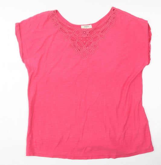 Papaya Womens Pink Polyester Basic Polo Size 12 Round Neck