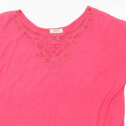 Papaya Womens Pink Polyester Basic Polo Size 12 Round Neck