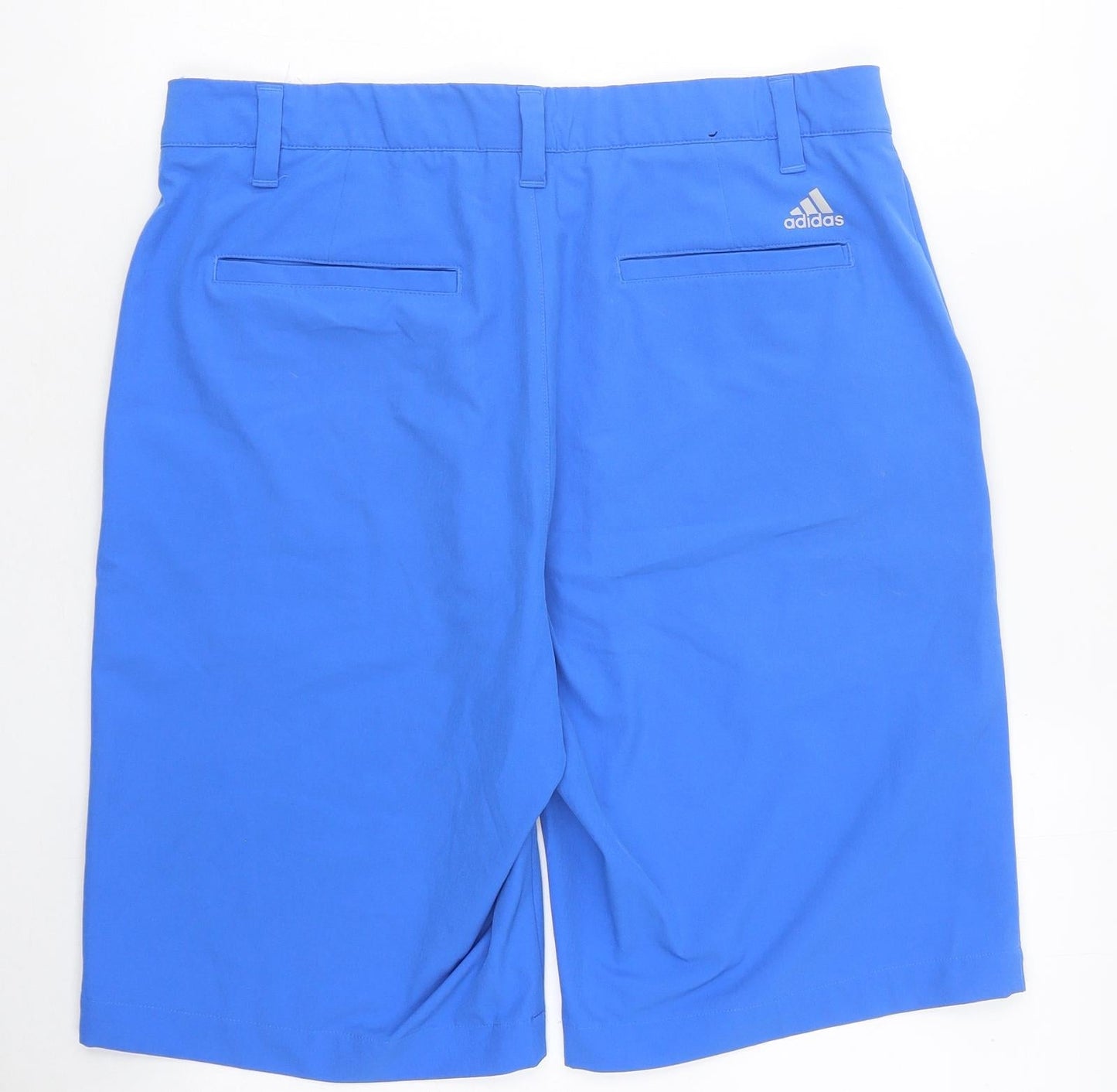adidas Mens Blue Polyester Sweat Shorts Size 32 in L16 in Regular Zip