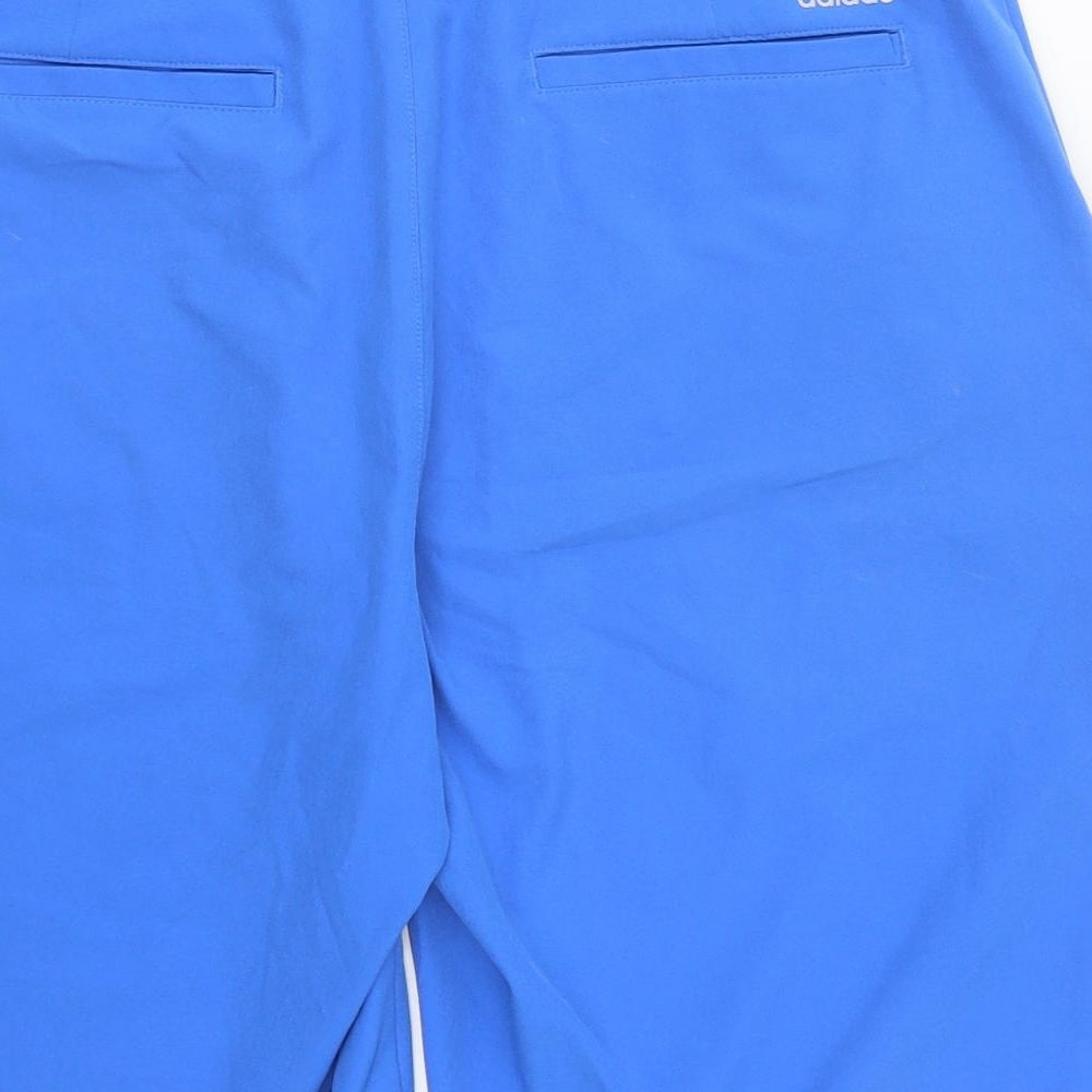 adidas Mens Blue Polyester Sweat Shorts Size 32 in L16 in Regular Zip