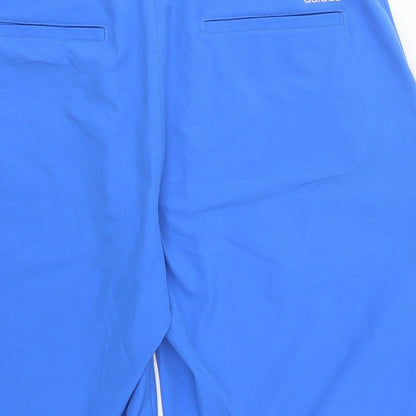 adidas Mens Blue Polyester Sweat Shorts Size 32 in L16 in Regular Zip