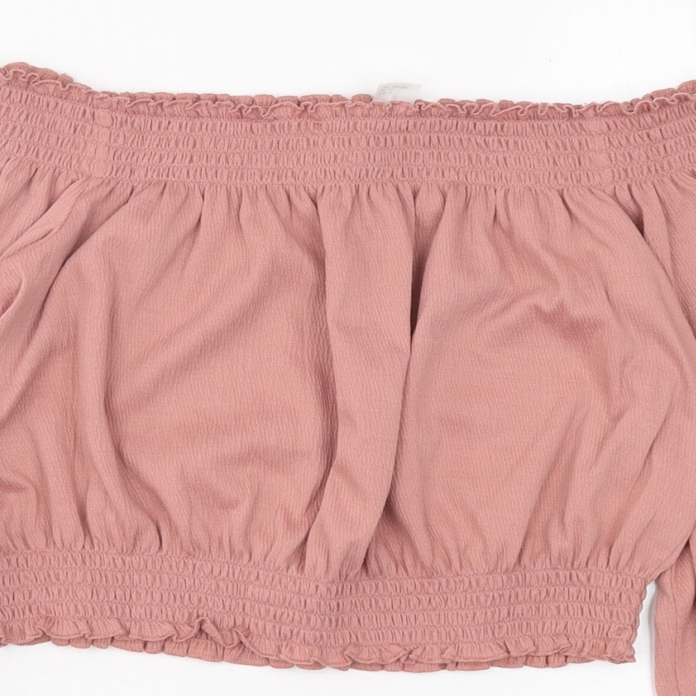 Womens UK Size S Divided by H&M Pink Cropped T-Shirt