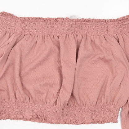 Womens UK Size S Divided by H&M Pink Cropped T-Shirt