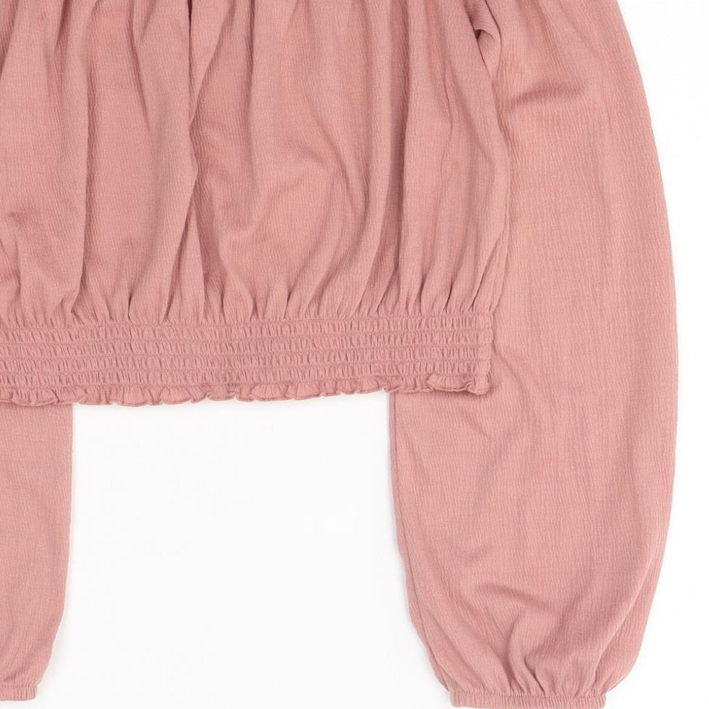 Womens UK Size S Divided by H&M Pink Cropped T-Shirt