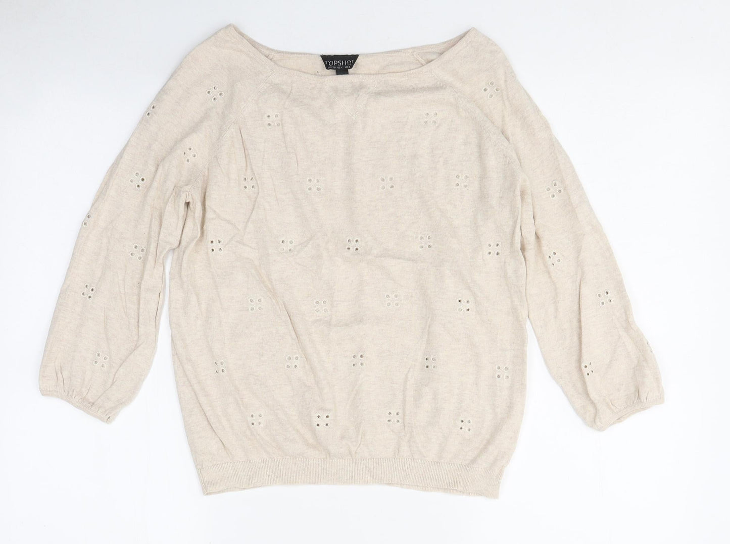 Womens UK Size 8 Topshop Beige Basic T-Shirt
