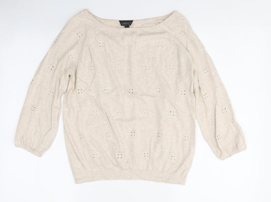 Womens UK Size 8 Topshop Beige Basic T-Shirt