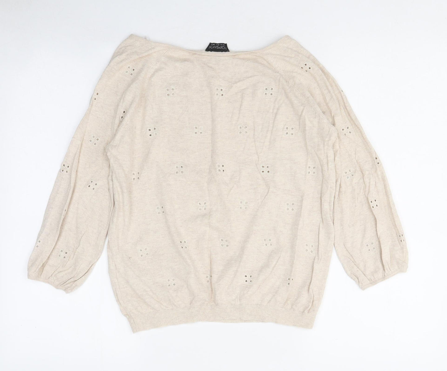 Womens UK Size 8 Topshop Beige Basic T-Shirt