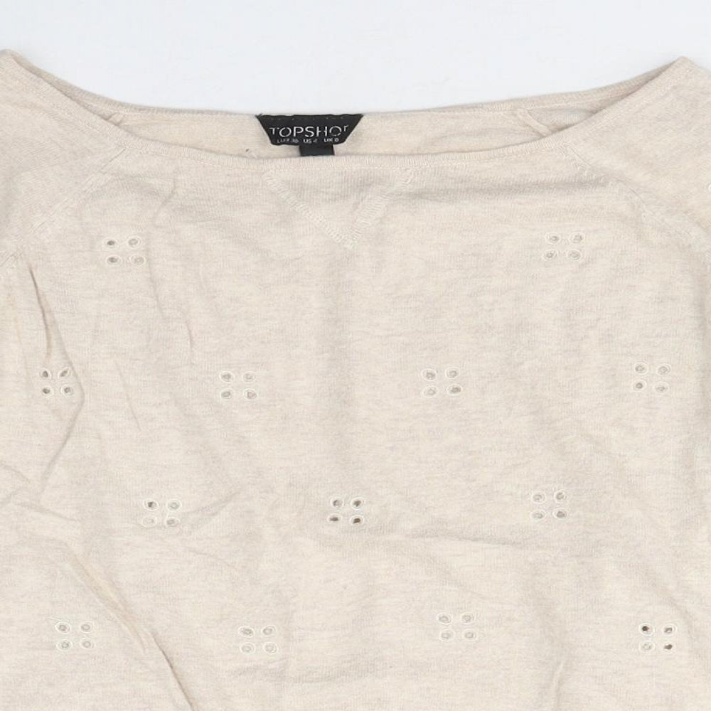 Womens UK Size 8 Topshop Beige Basic T-Shirt
