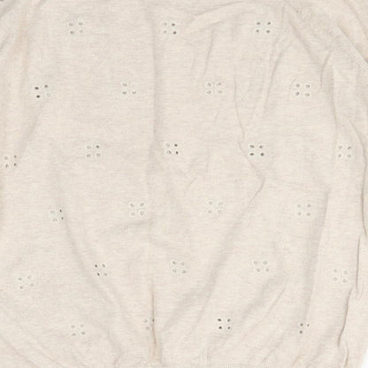Womens UK Size 8 Topshop Beige Basic T-Shirt