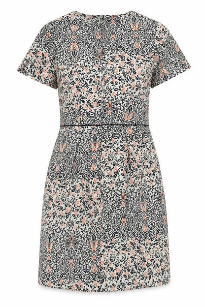 H&M Womens Multicoloured Floral Polyester Sheath Size 6 Round Neck Zip