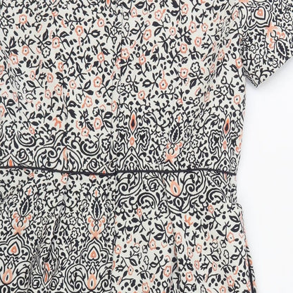 H&M Womens Multicoloured Floral Polyester Sheath Size 6 Round Neck Zip