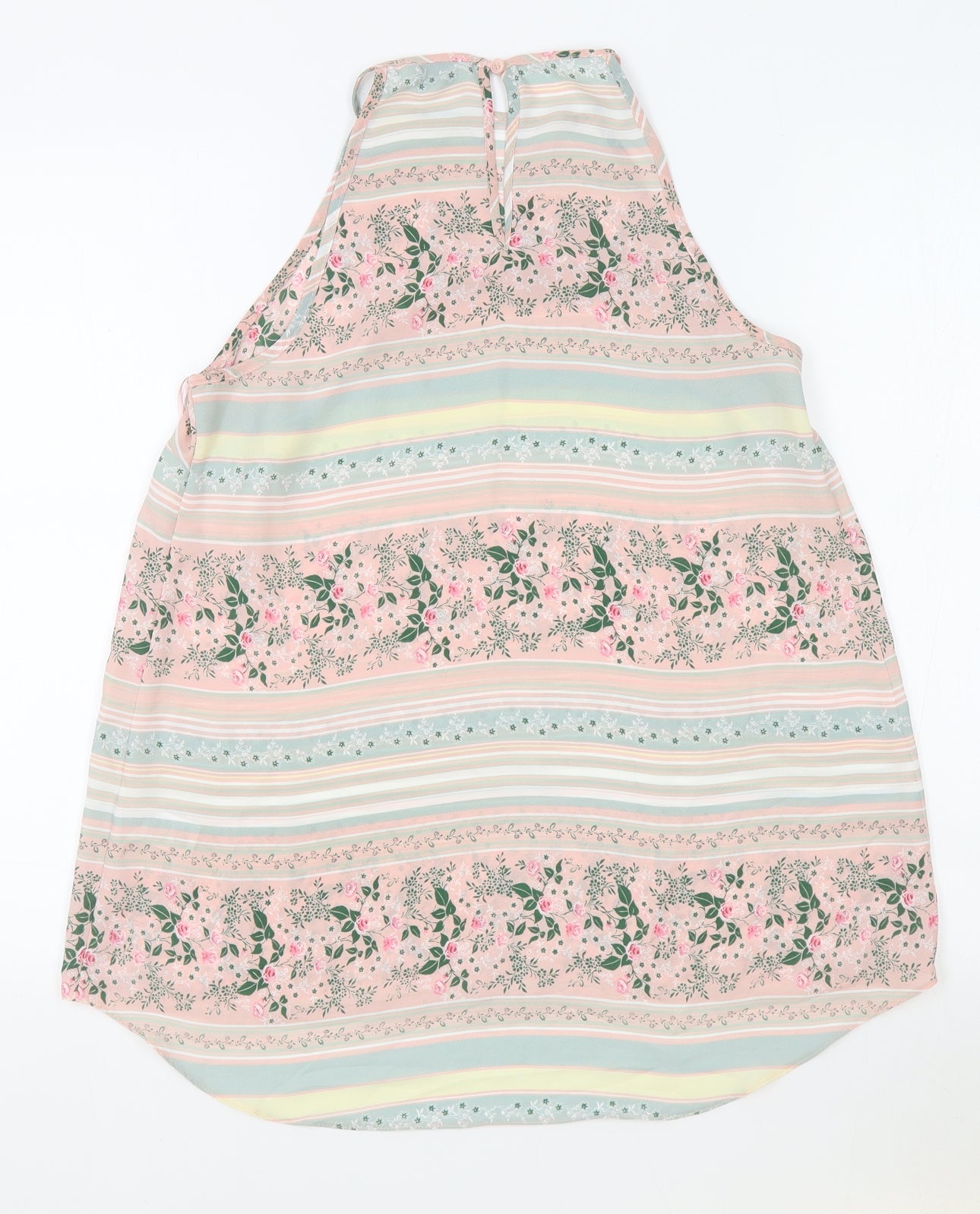 Papaya Womens Pink Geometric Polyester Camisole Blouse Size 12 High Neck