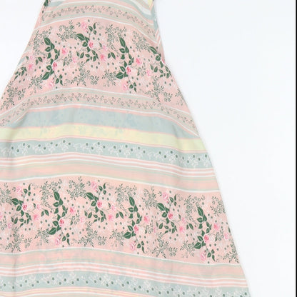 Papaya Womens Pink Geometric Polyester Camisole Blouse Size 12 High Neck