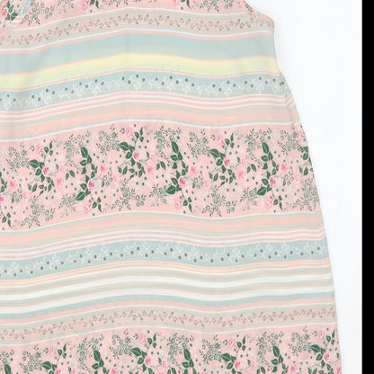 Papaya Womens Pink Geometric Polyester Camisole Blouse Size 12 High Neck