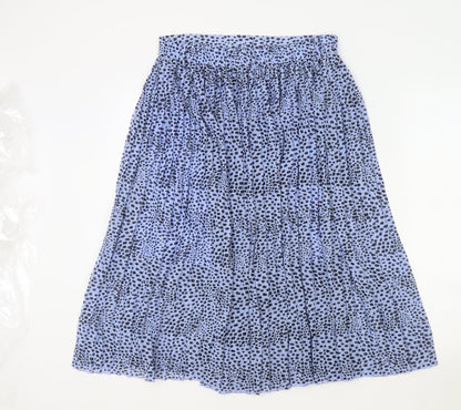 Monkl Womens Blue Polka Dot Polyester Flare Skirt Size M Button - Belt Loops