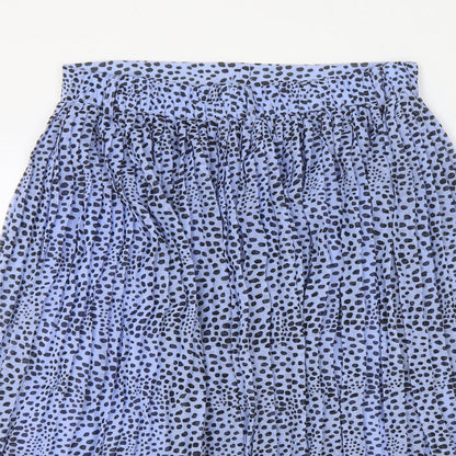 Monkl Womens Blue Polka Dot Polyester Flare Skirt Size M Button - Belt Loops