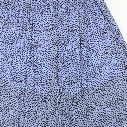 Monkl Womens Blue Polka Dot Polyester Flare Skirt Size M Button - Belt Loops