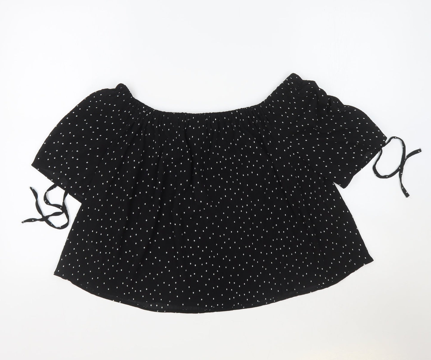 Womens UK Size 14 Topshop Black Cropped T-Shirt