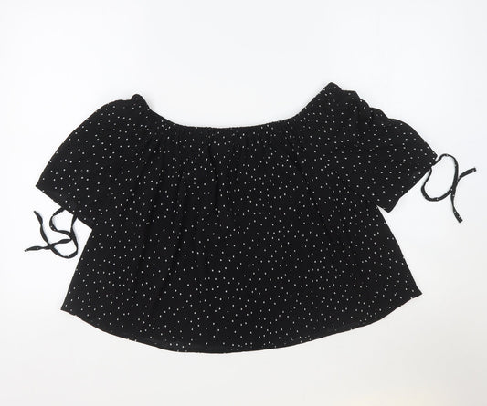 Womens UK Size 14 Topshop Black Cropped T-Shirt