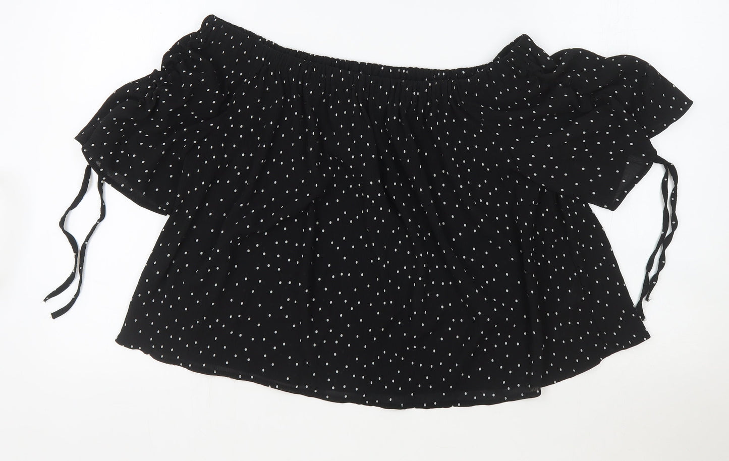 Womens UK Size 14 Topshop Black Cropped T-Shirt