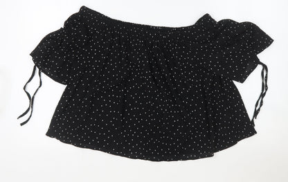 Womens UK Size 14 Topshop Black Cropped T-Shirt