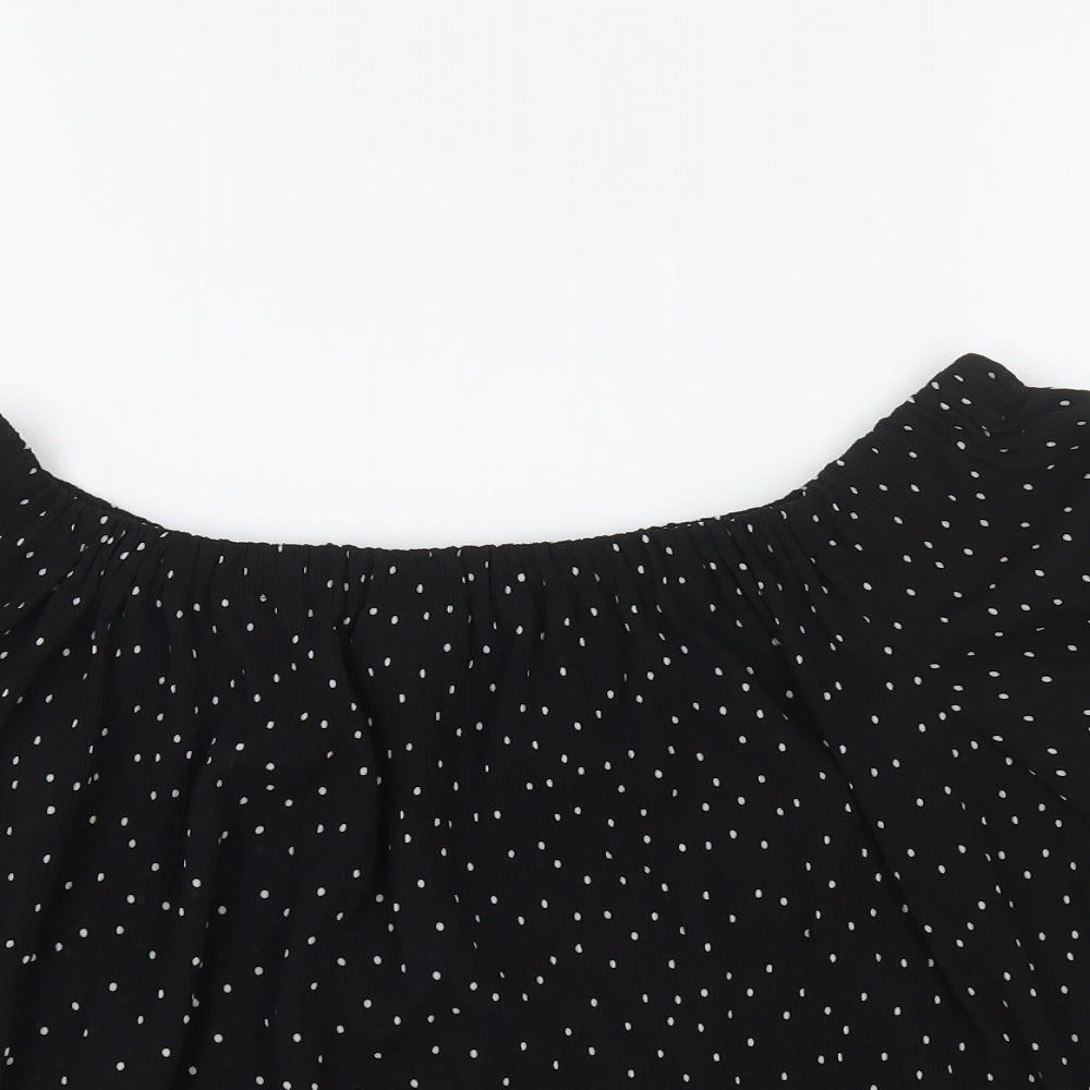Womens UK Size 14 Topshop Black Cropped T-Shirt