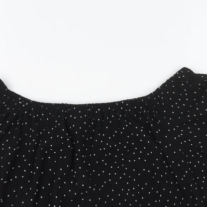 Womens UK Size 14 Topshop Black Cropped T-Shirt