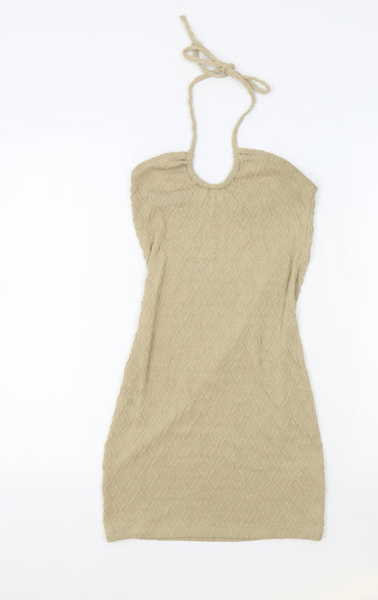 Divided Womens Beige Polyester Bodycon Size S Halter
