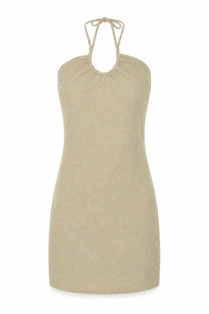 Divided Womens Beige Polyester Bodycon Size S Halter