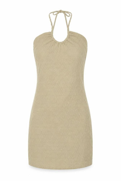 Divided Womens Beige Polyester Bodycon Size S Halter