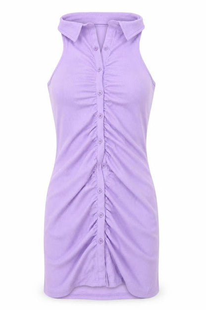 SheIn Womens Purple Polyester Bodycon Size M Collared Button - Open Back