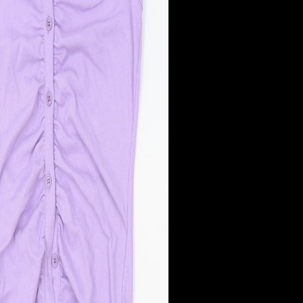 SheIn Womens Purple Polyester Bodycon Size M Collared Button - Open Back