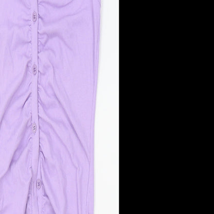 SheIn Womens Purple Polyester Bodycon Size M Collared Button - Open Back