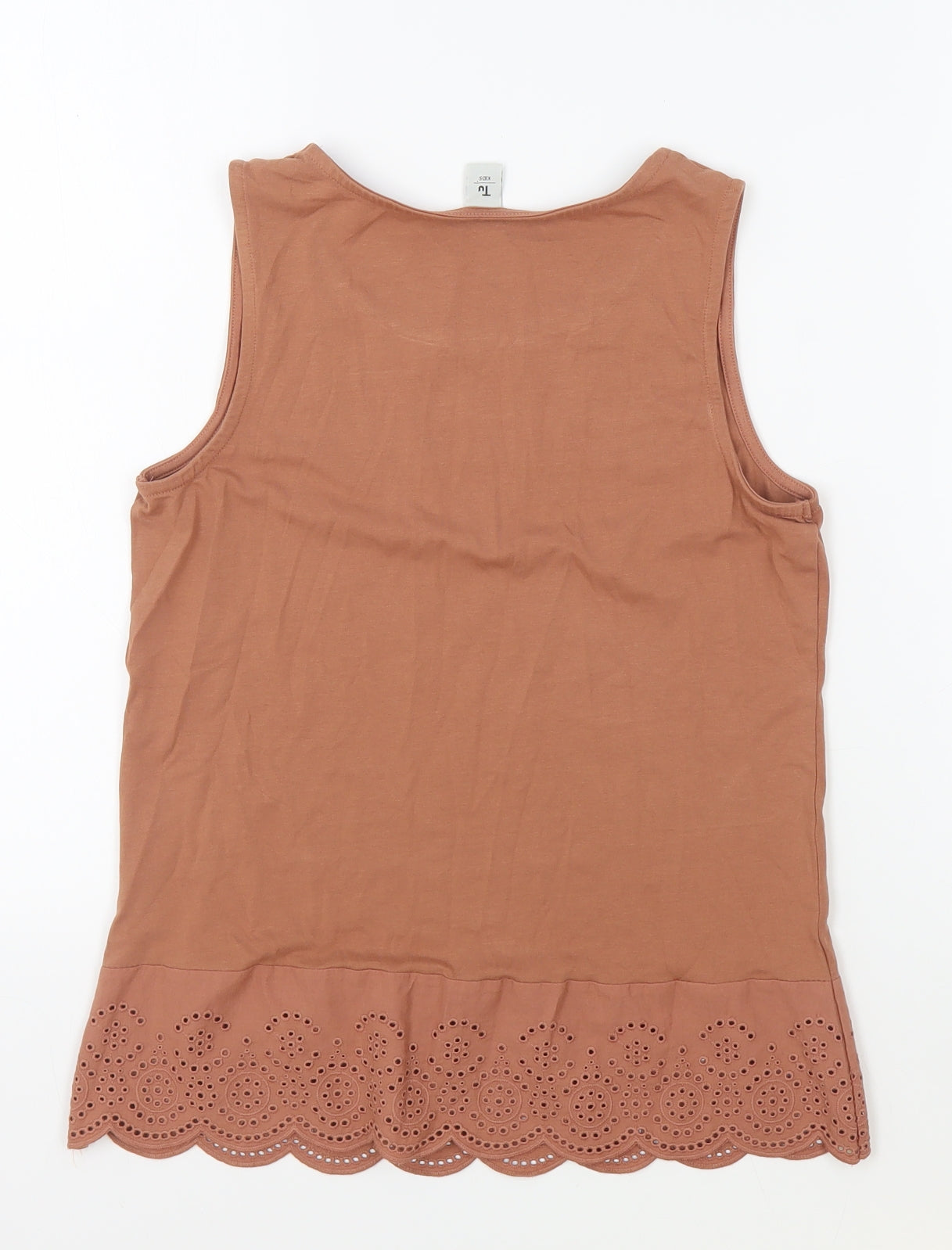 TU Girls Brown Cotton Basic Tank Size 13 Years Round Neck Pullover