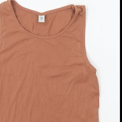 TU Girls Brown Cotton Basic Tank Size 13 Years Round Neck Pullover