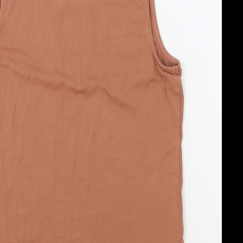 TU Girls Brown Cotton Basic Tank Size 13 Years Round Neck Pullover