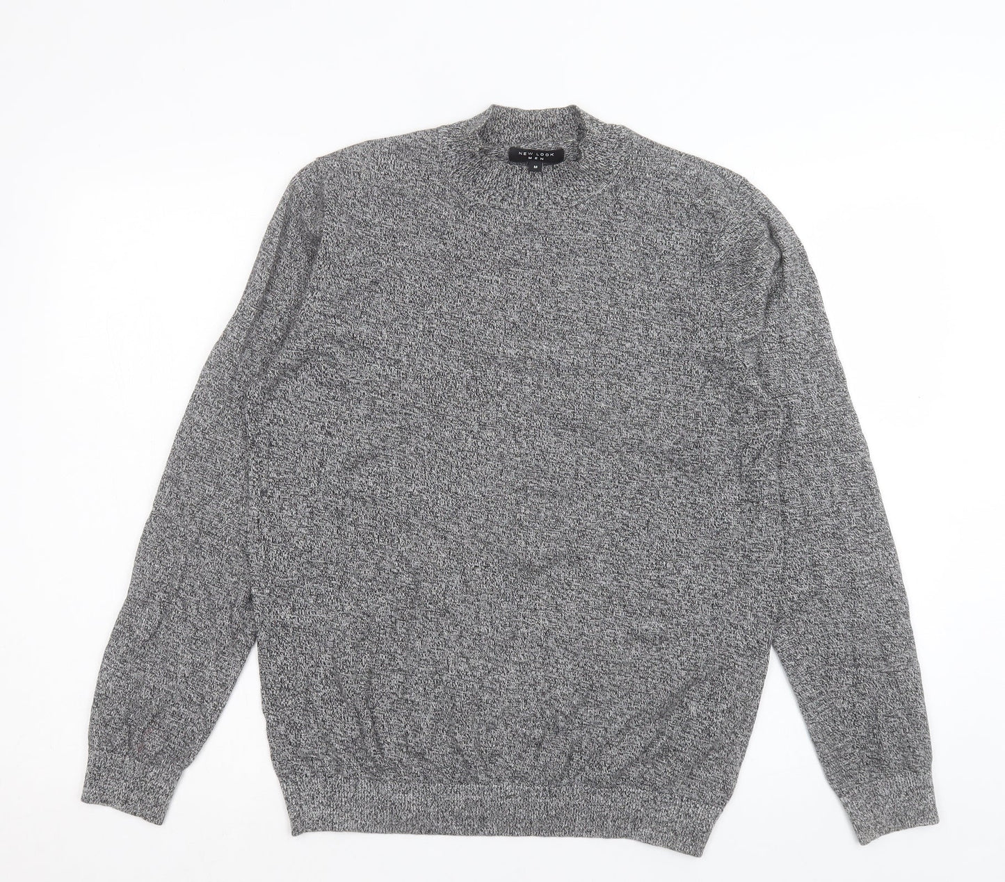 New Look Mens Grey High Neck Cotton Pullover Jumper Size M
