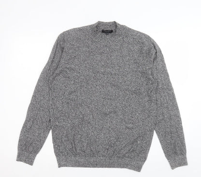 New Look Mens Grey High Neck Cotton Pullover Jumper Size M