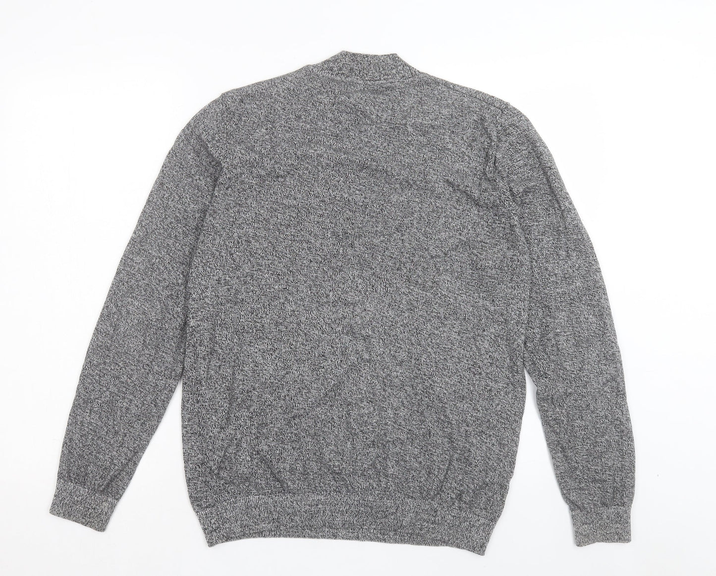 New Look Mens Grey High Neck Cotton Pullover Jumper Size M