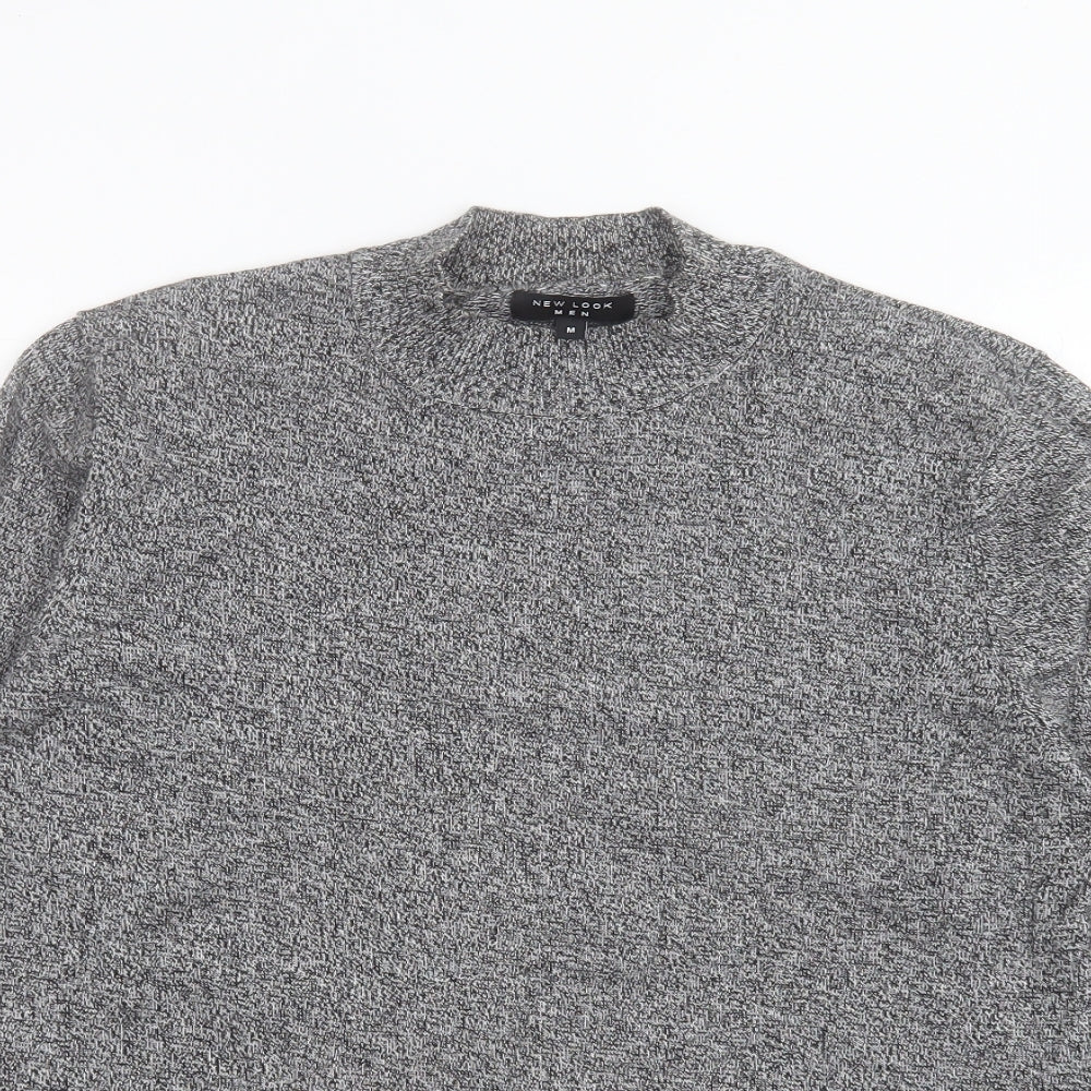 New Look Mens Grey High Neck Cotton Pullover Jumper Size M