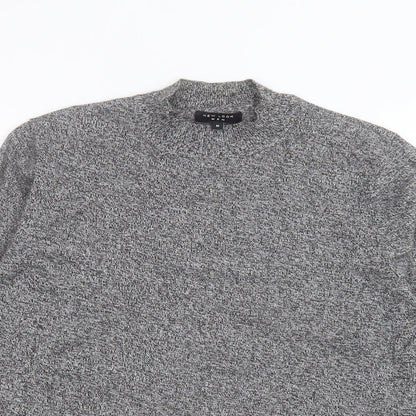 New Look Mens Grey High Neck Cotton Pullover Jumper Size M